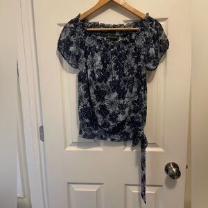 INC Floral Navy Blue Women's Top size S